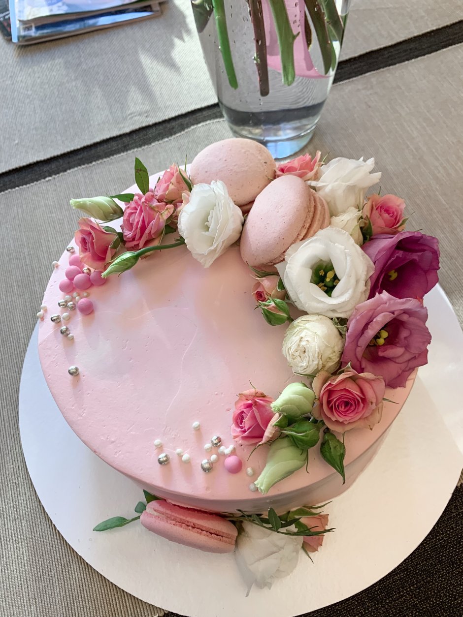 Торт с кремом чиз цветы