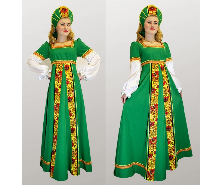 Русский народный костюм зеленый
