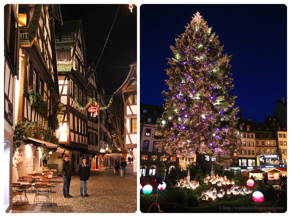 Украшенный под Рождество город в Европе