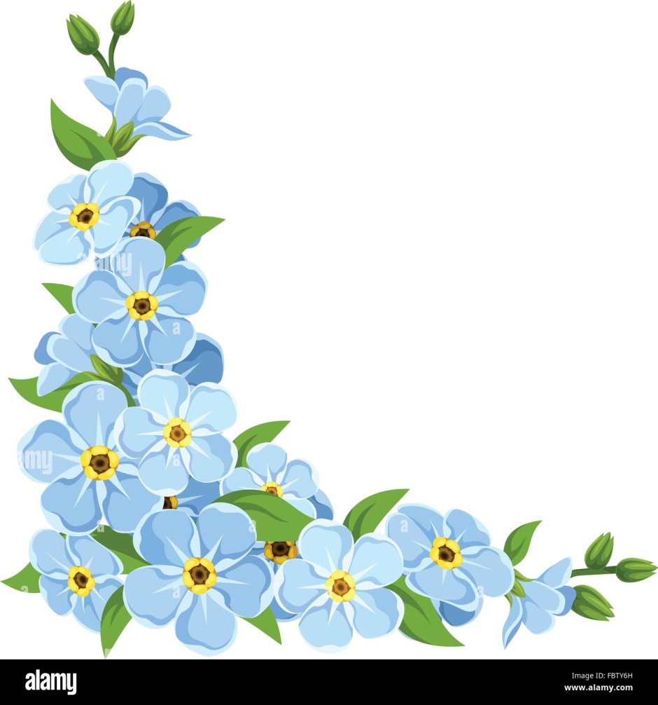 Угловые цветы в синем цвете