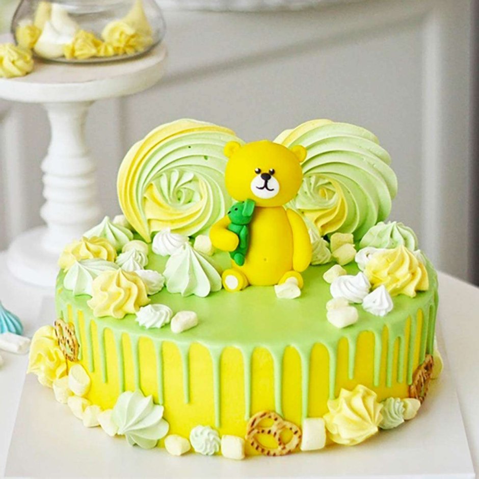 Торт в зеленых и желтых тонах