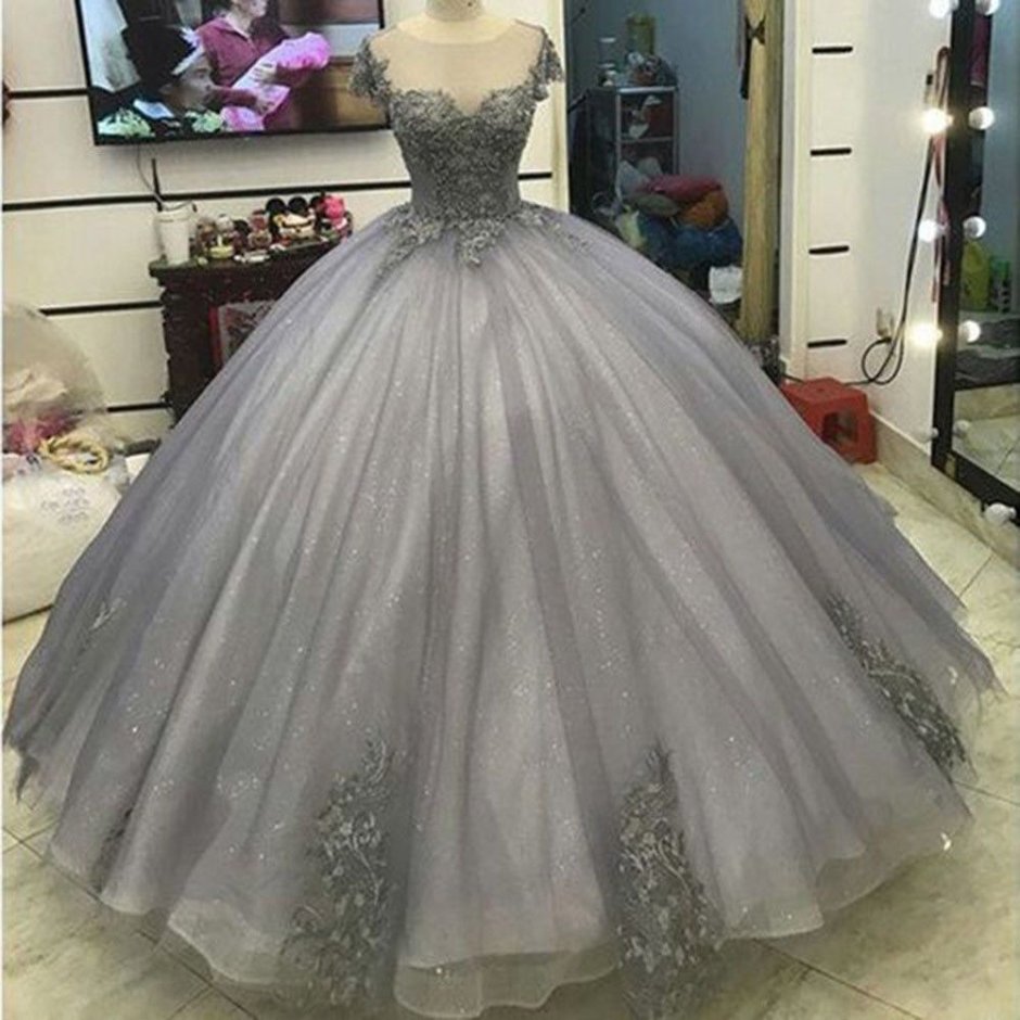 Серебряное свадебное платье