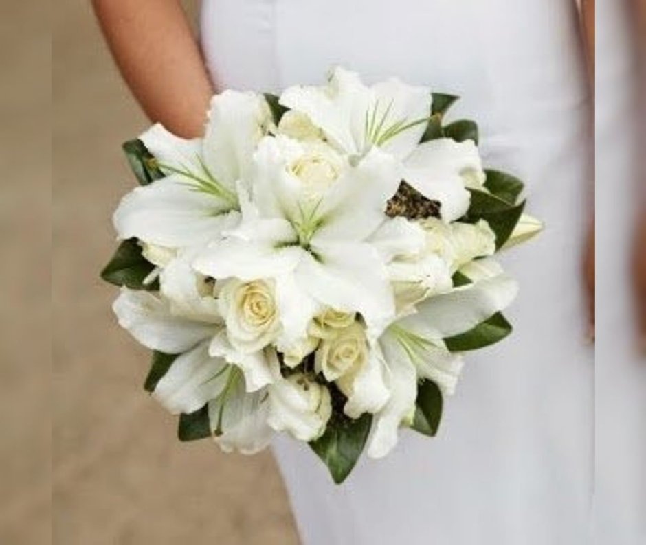 Свадебный букет из белых лилий
