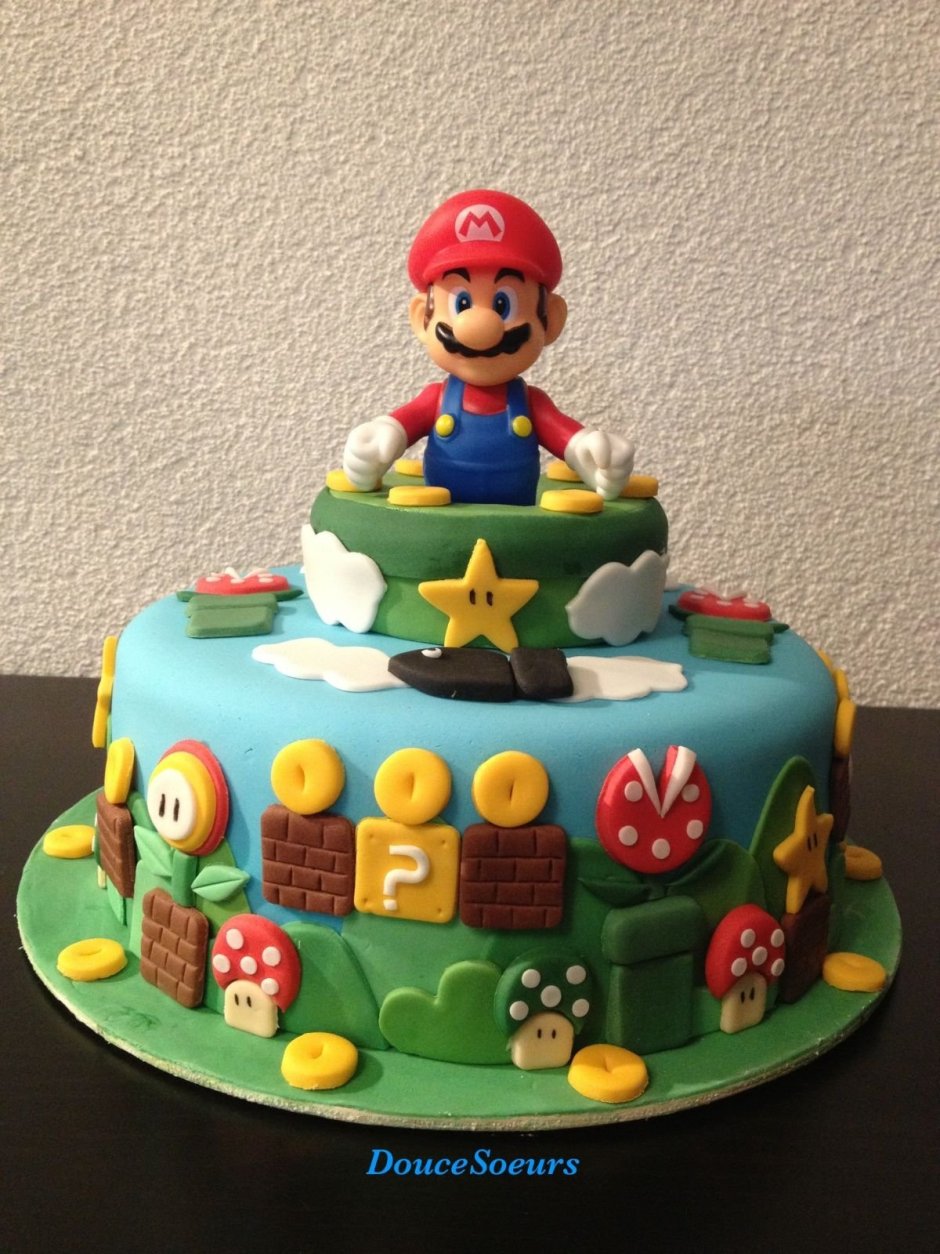 Торт из крема для мальчика в стиле Марио