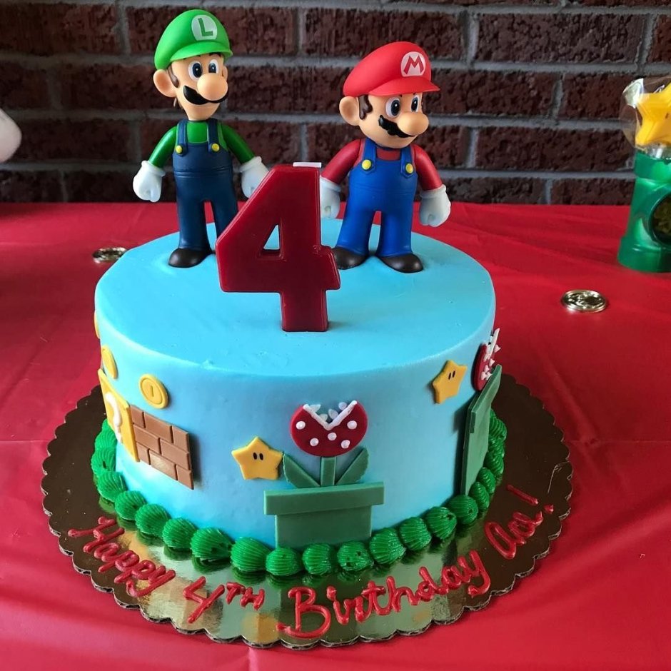 Торт лего Марио для мальчика без мастики