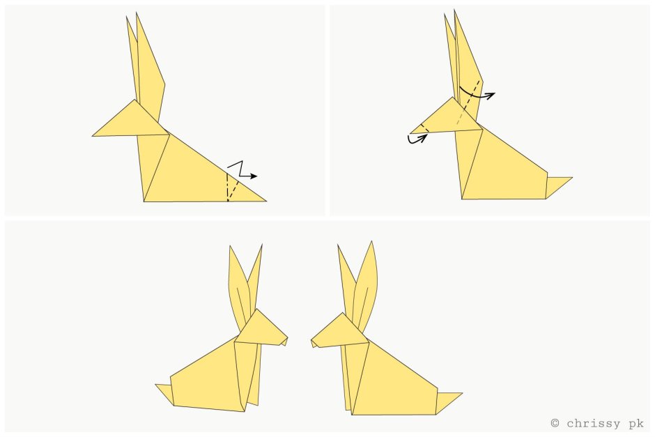Оригами коробочка Пасхальный заяц