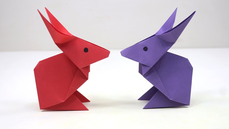 Оригами из бумаги заяц схема
