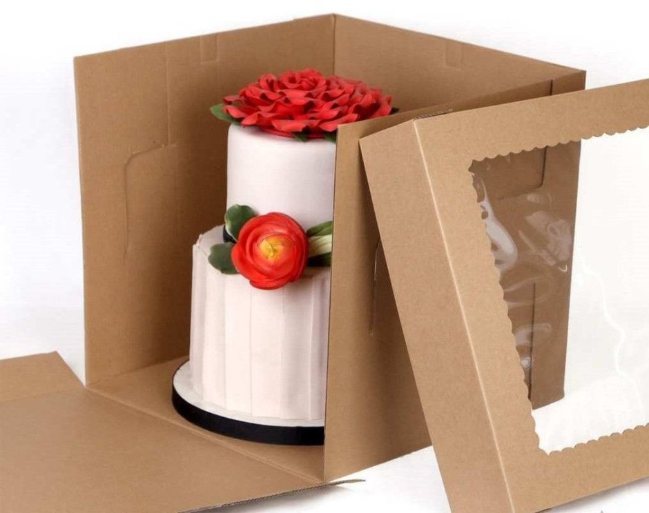 Коробка картон.для торта Pasticciere (180х180х100мм )крафт, с окном, шт (120шт) GDC