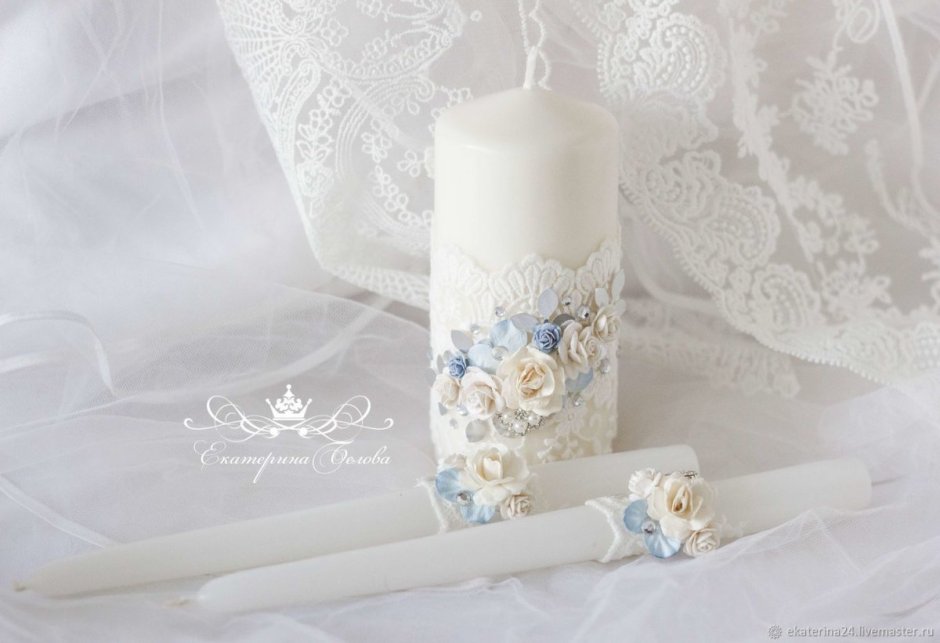 Свечи венчальные с цветами