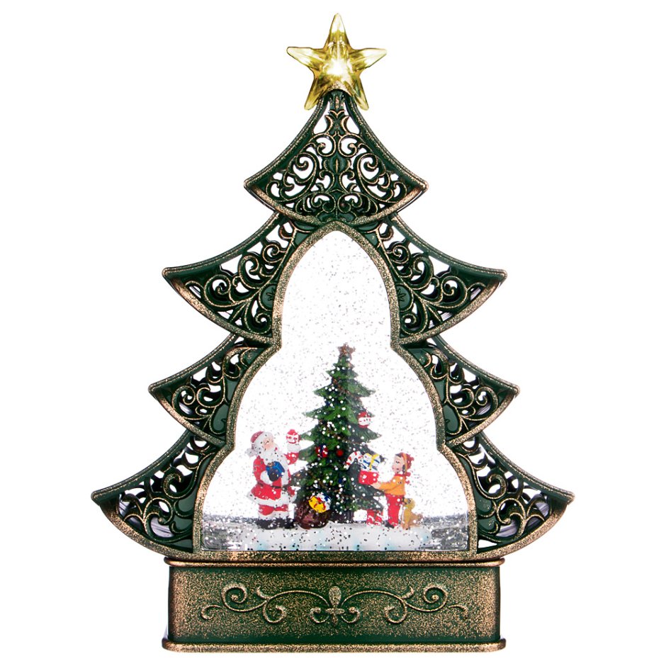 Фигура декоративная "дед Мороз с елкой и подарком"(в Красном)l11w10h21