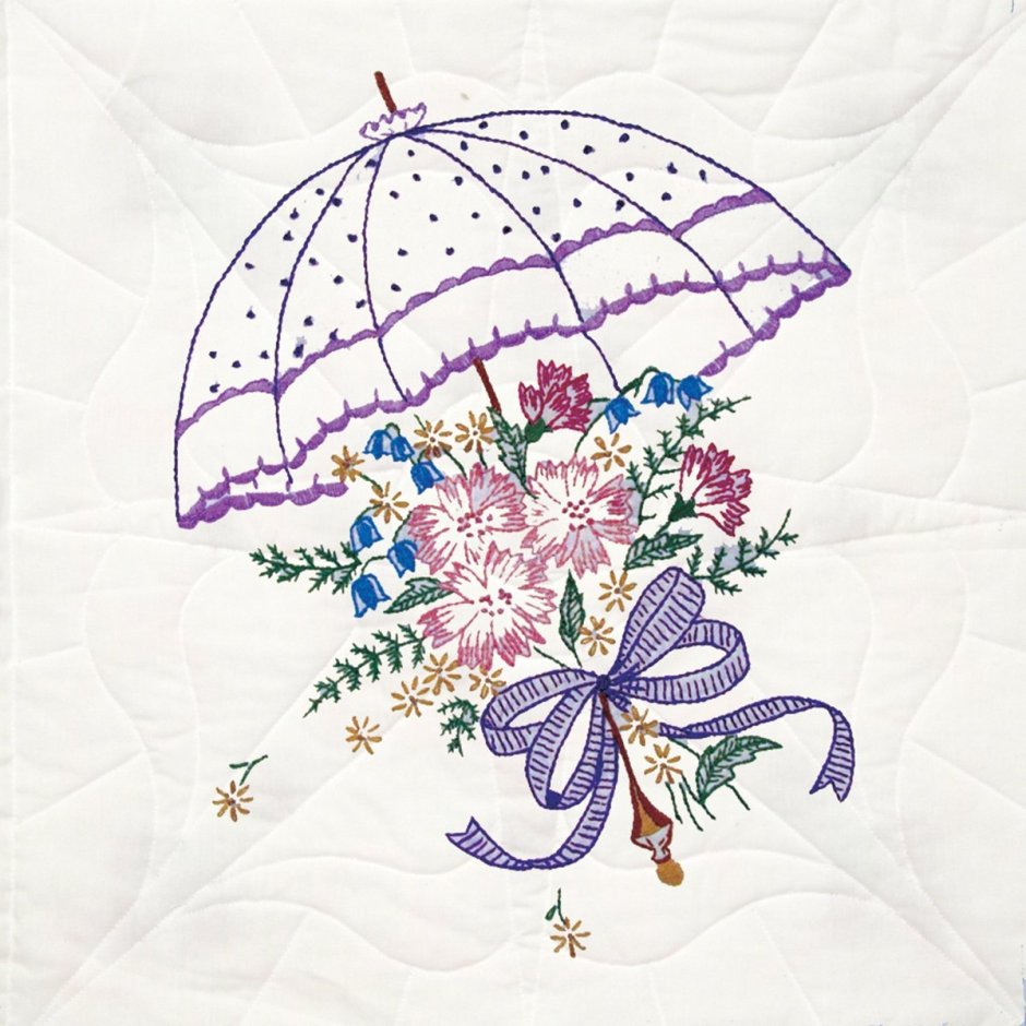 Вышивка зонтик с цветами