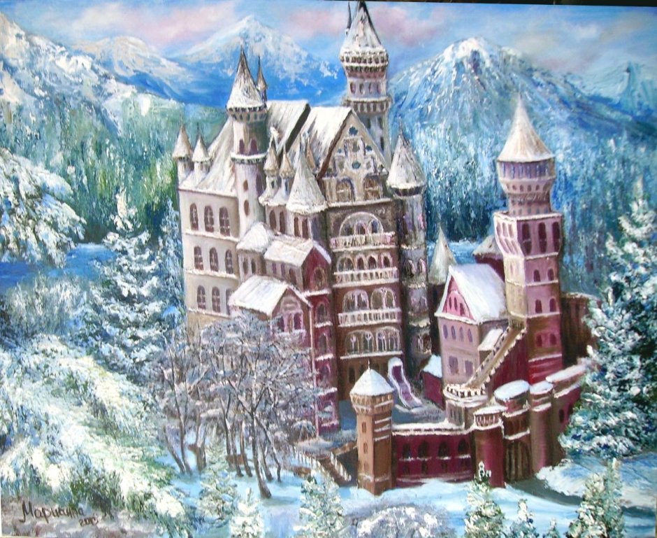 Сказочный замок Нойшванштайн зимой