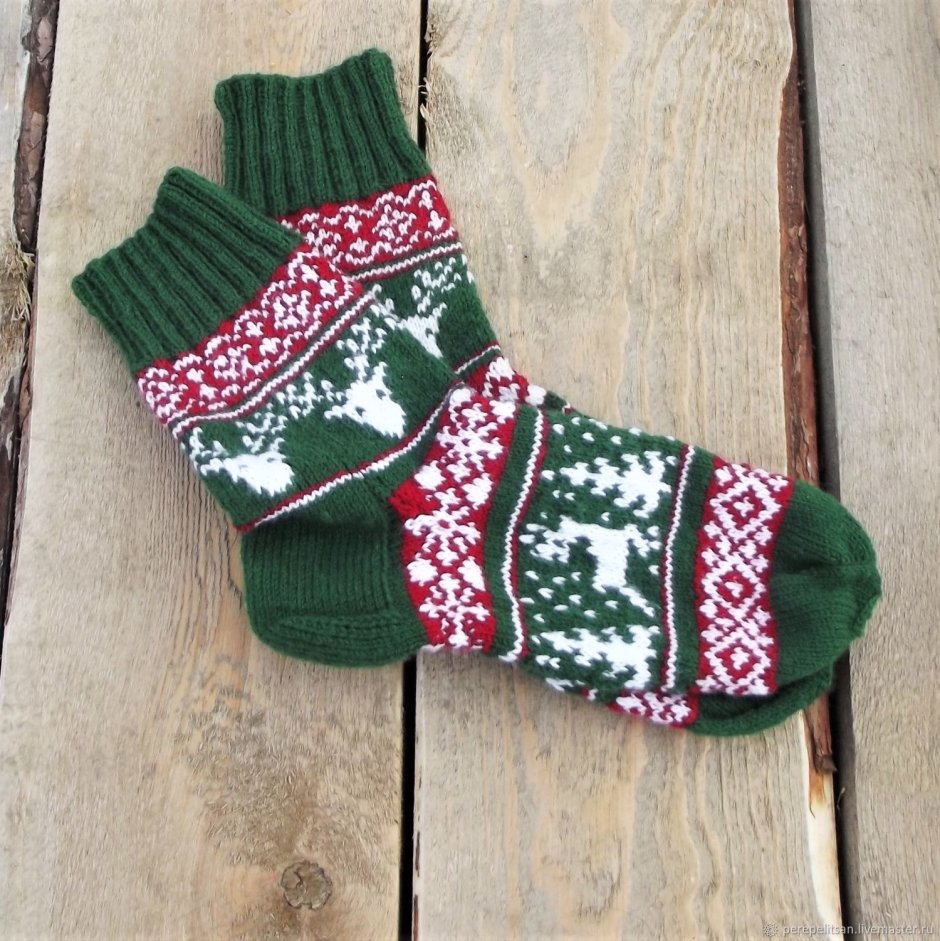 Рождественские носки с оленями