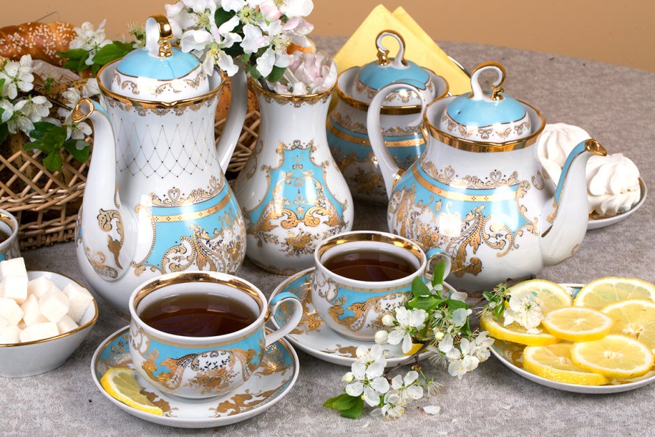 Дулево чайно кофейный сервиз дворянский