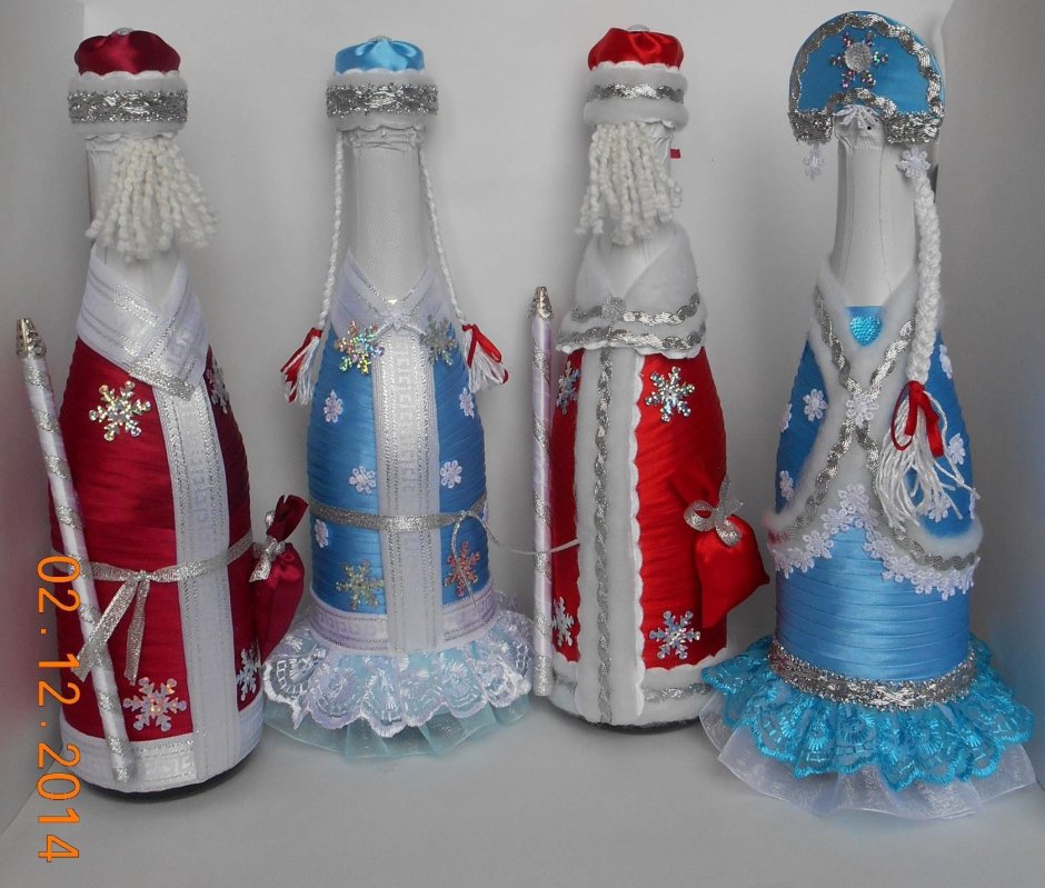 Декор шампанского дед Мороз, Снегурочка