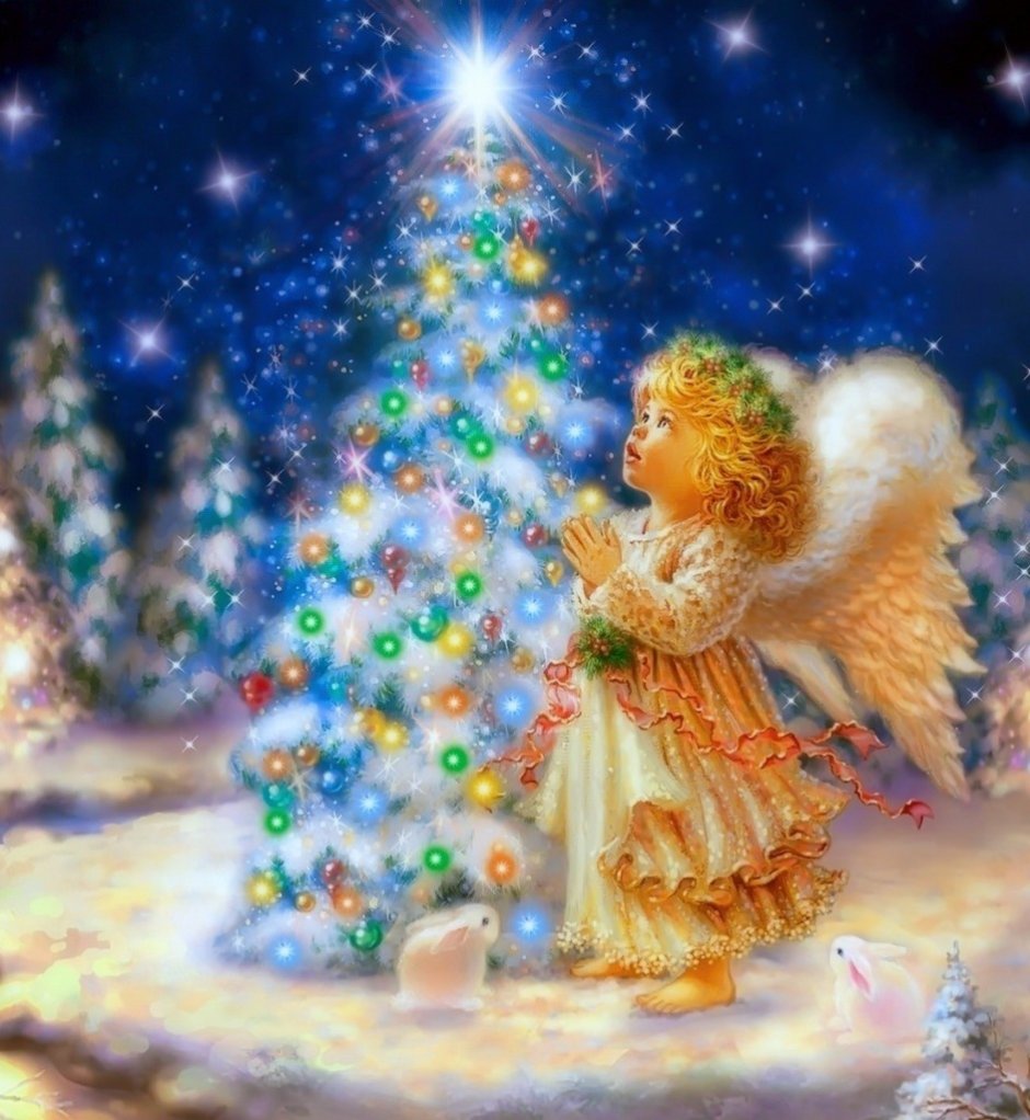 Цветные ангелочки на Рождество
