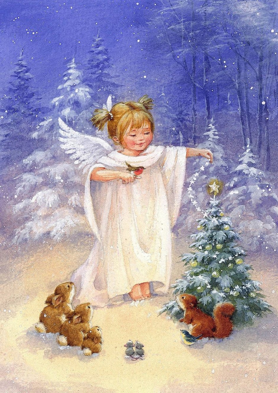 Ангел с рождественской звездой в руках