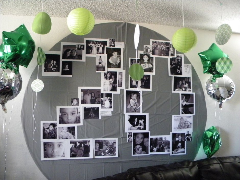Украшение комнаты фотографиями на день рождения