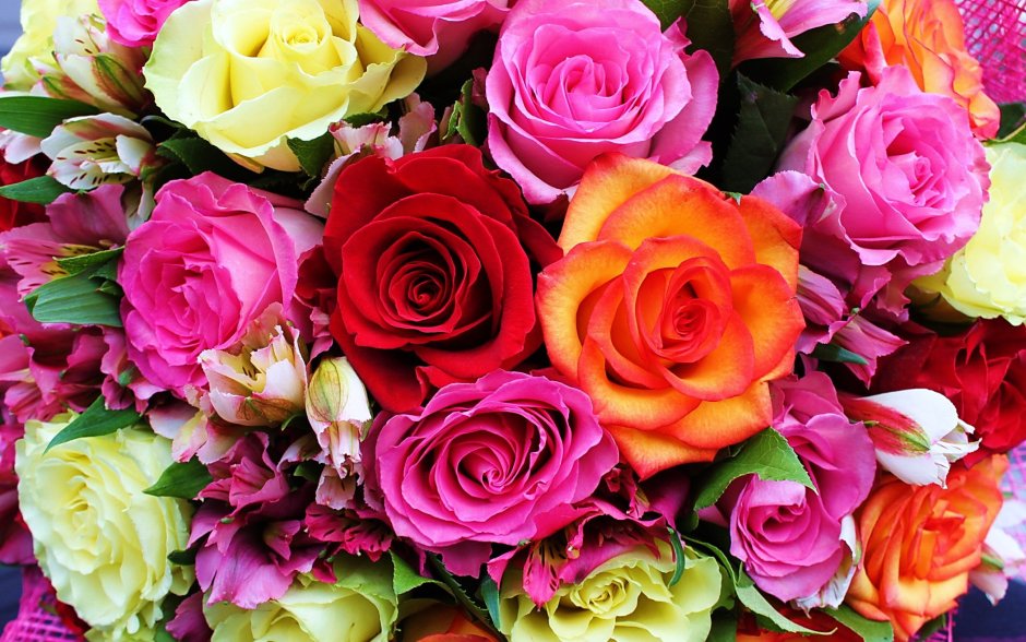 Роскошный букет розовых роз
