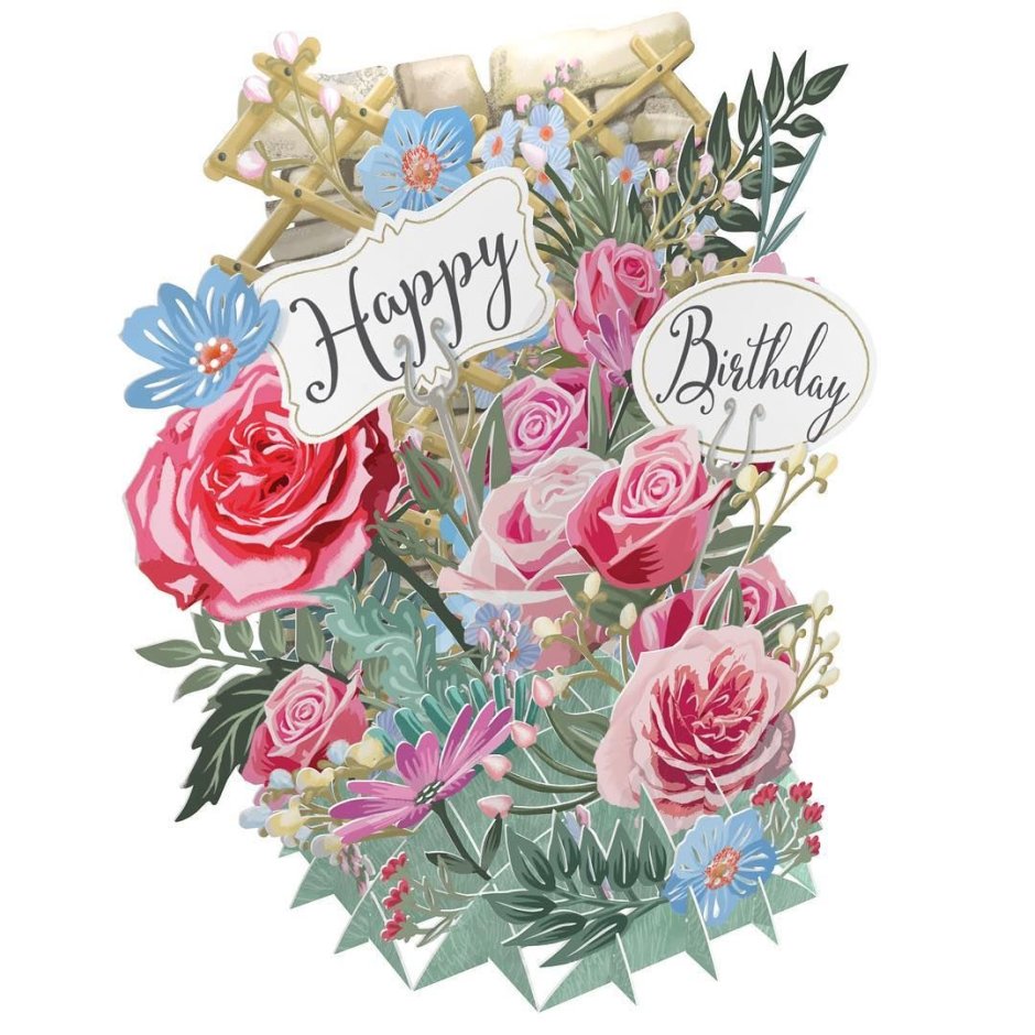 Открытка Happy Birthday женщине с цветами