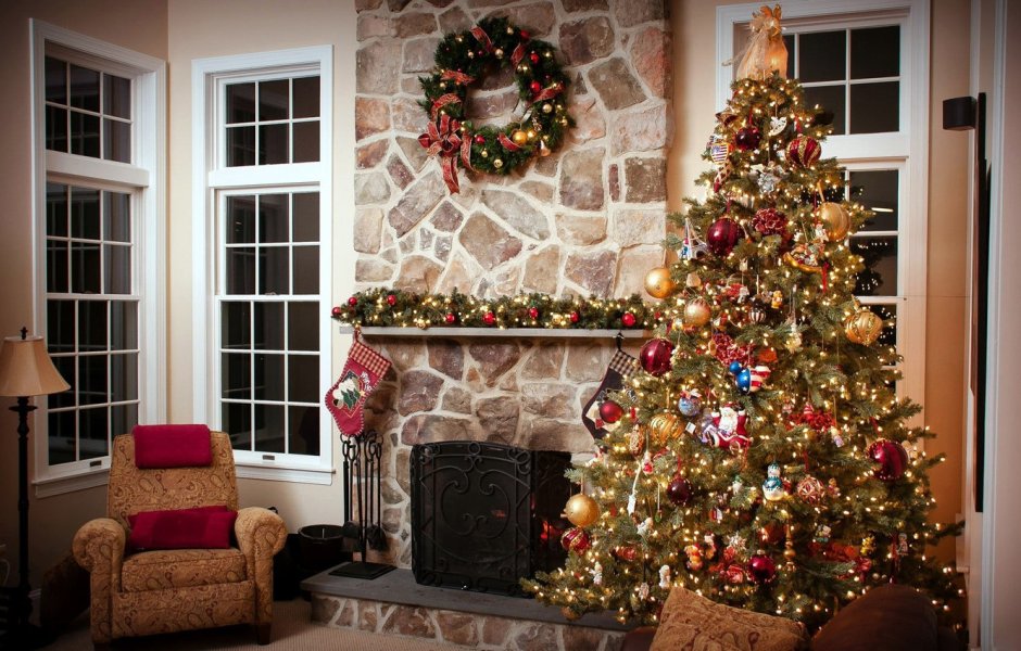 Рождественская елка в Америке дома