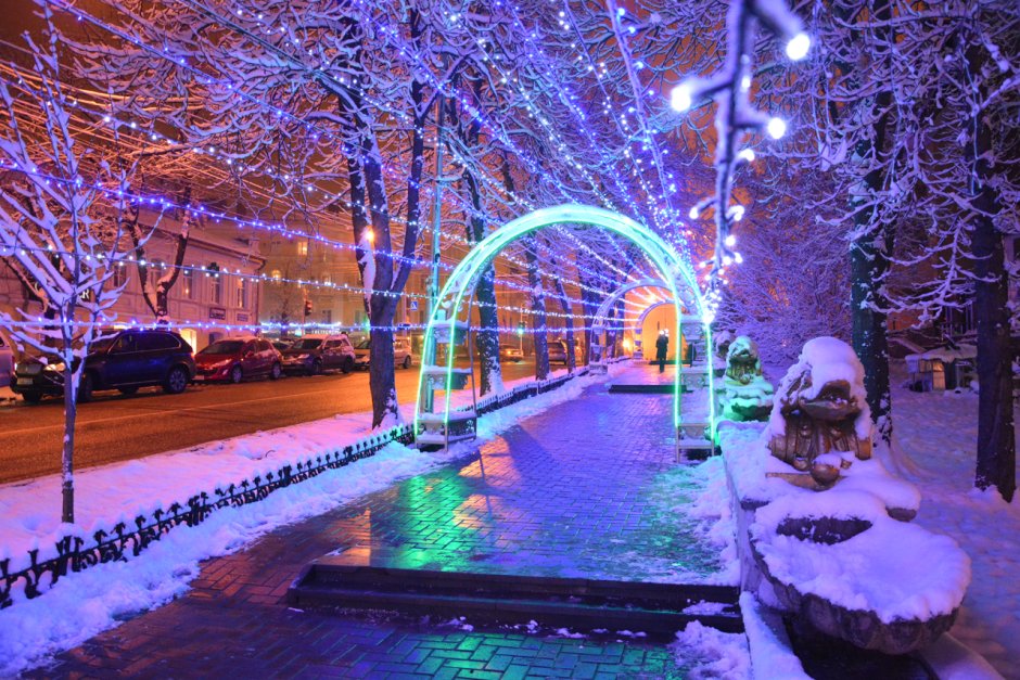 Ночной зимний Ставрополь