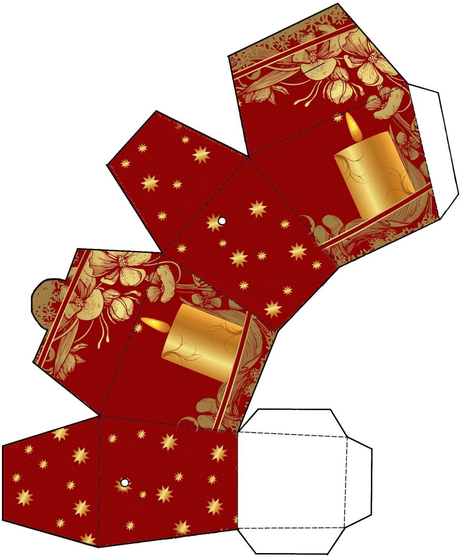 Распечатка коробочки для подарка новогоднего