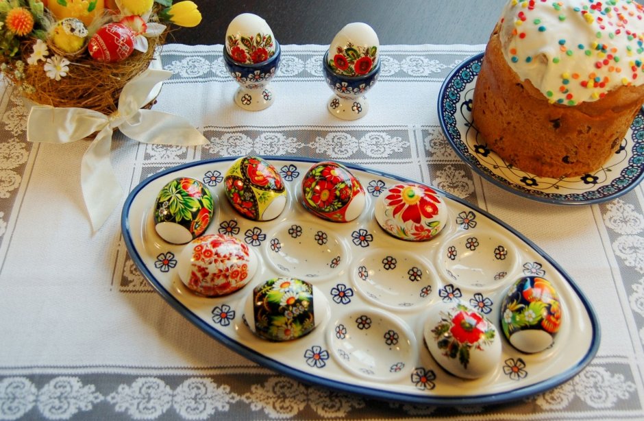 Пасхальная тарелка с яйцами
