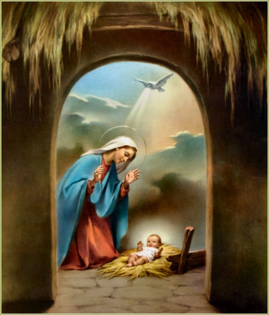 Икона младенец Христос Дева Мария