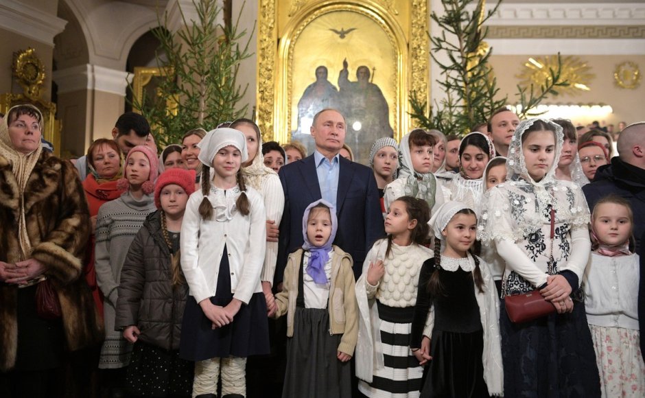 Путин в Спасо Преображенском соборе