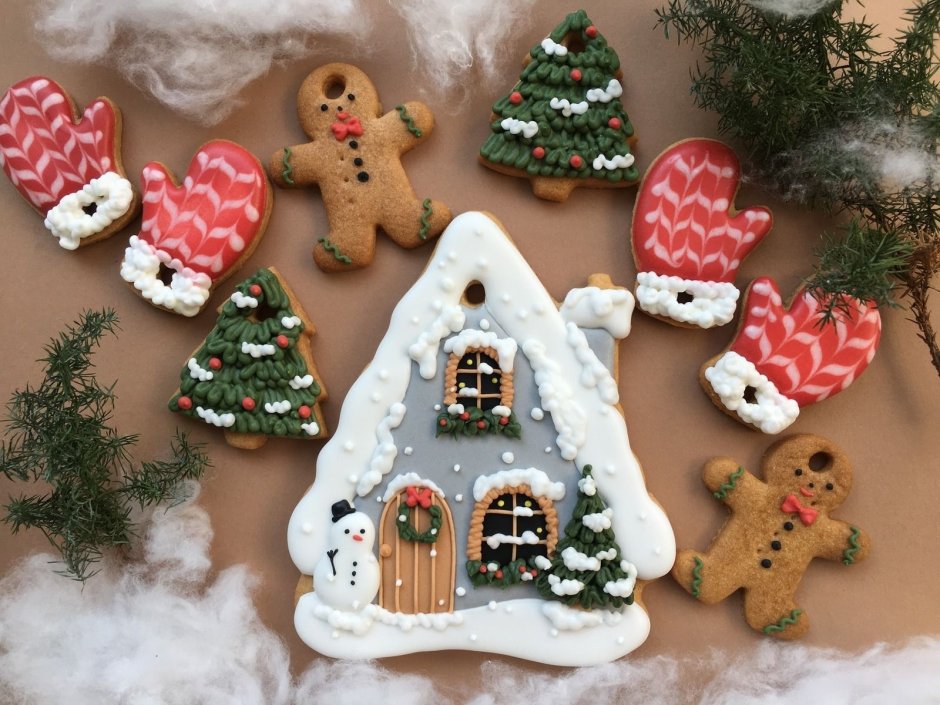 Печенье на Рождество имбирное дом