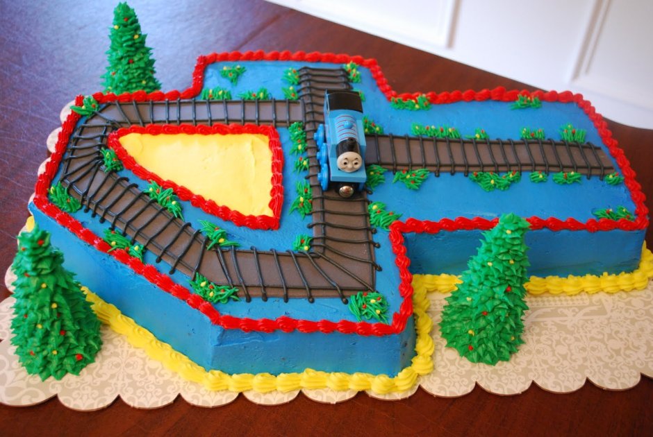 Торт с железной дорогой для ребенка