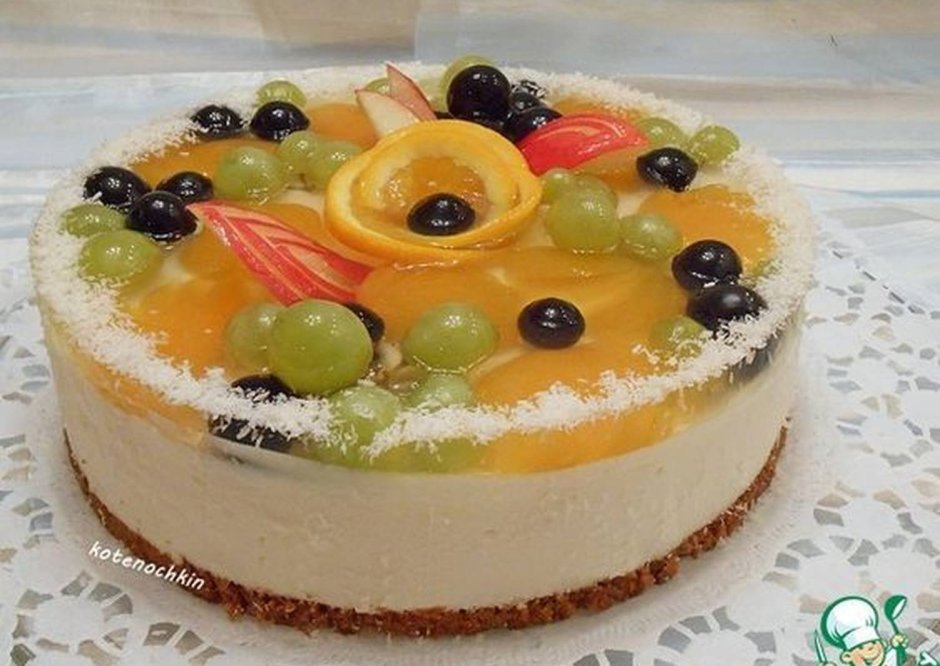 Заливной торт с фруктами