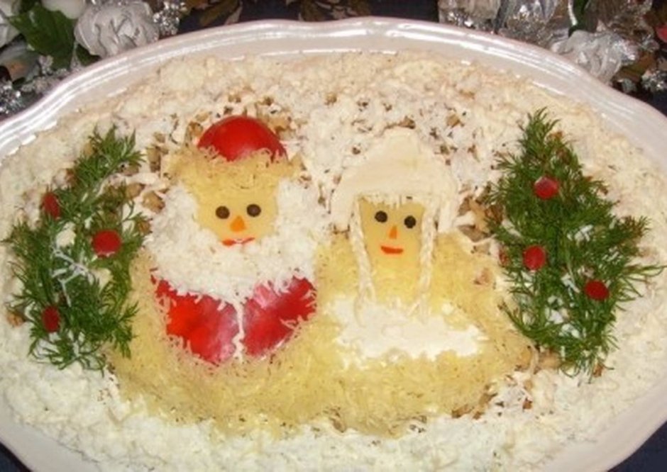 Украшения на новый год на салат дед Мороз