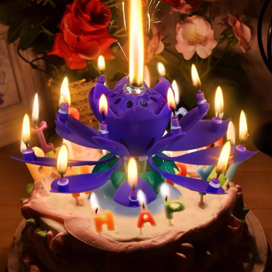 Свечи на торт фонтан Лотос