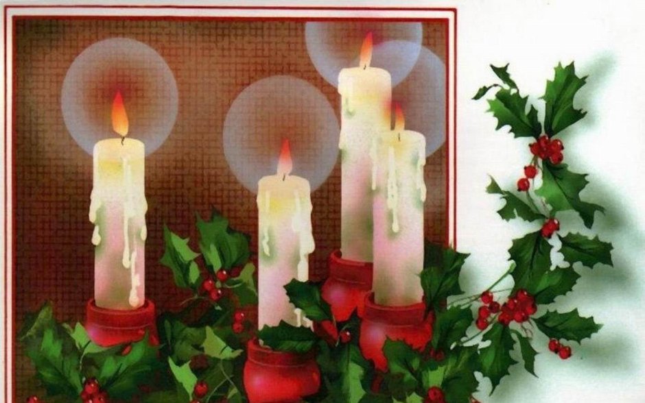 Свечи горящие Рождественские