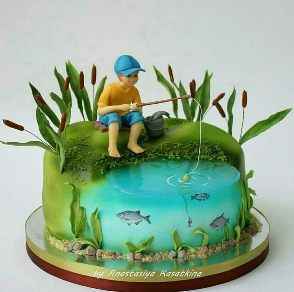 Рыбалка картинка на торт