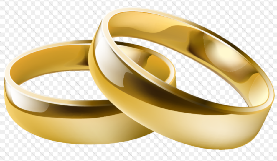 Свадебные кольца на прозрачном фоне