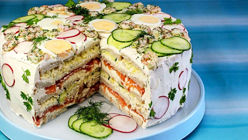 Скандинавский бутербродный закусочный торт