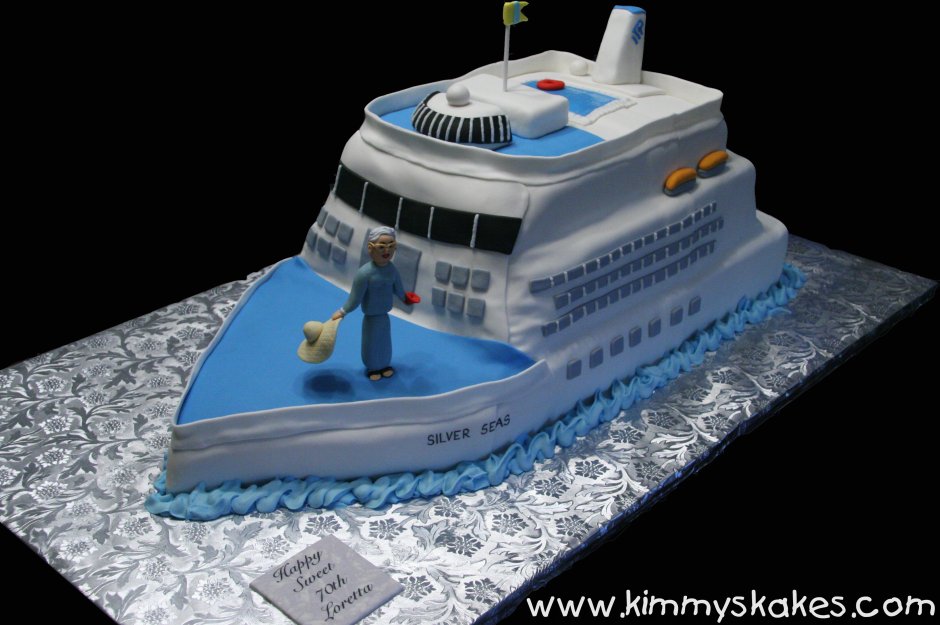 Торт с яхтой и вертолетом красивый для взрослого