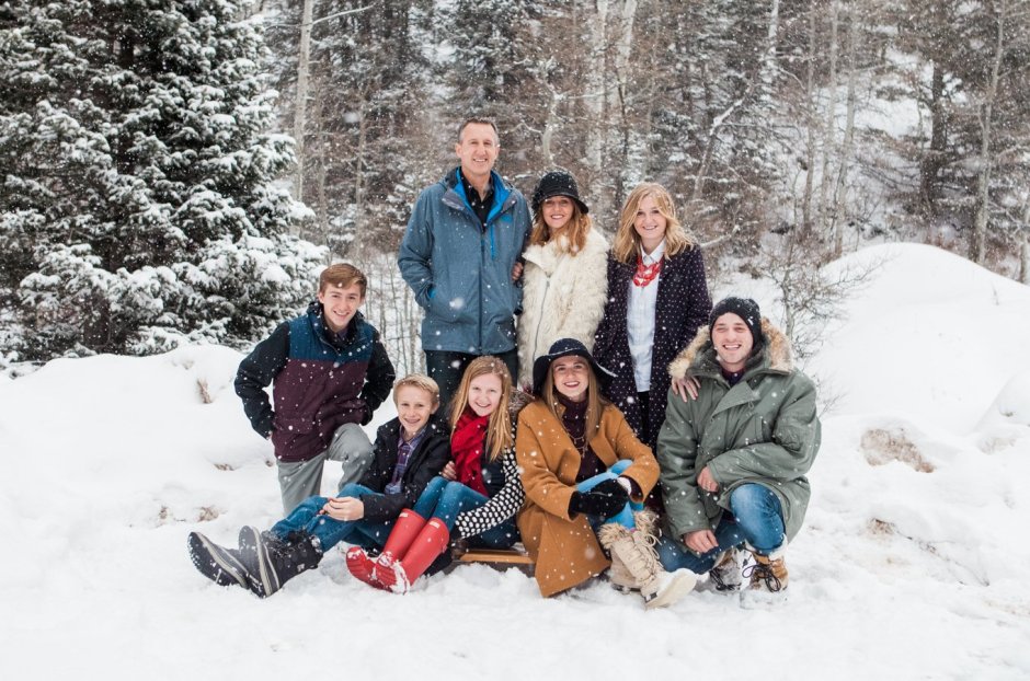 Зимняя фотосессия большой семьей