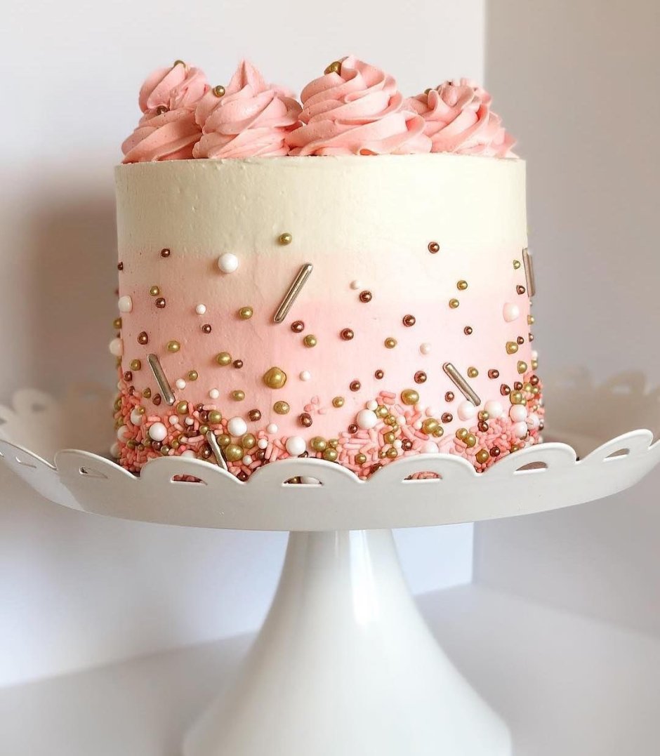 Декор торта розовый