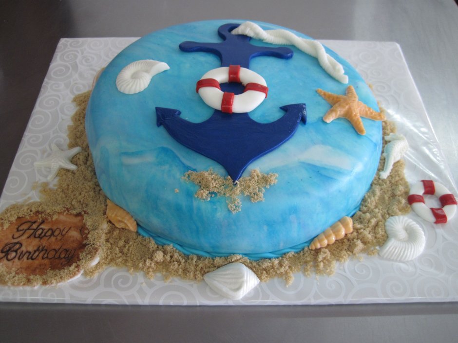 Украшение торта в морском стиле для ребенка