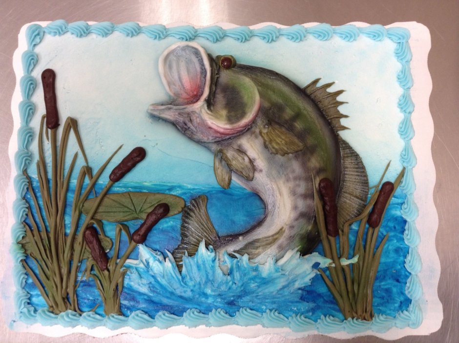 Кремовый торт рыба для рыбака