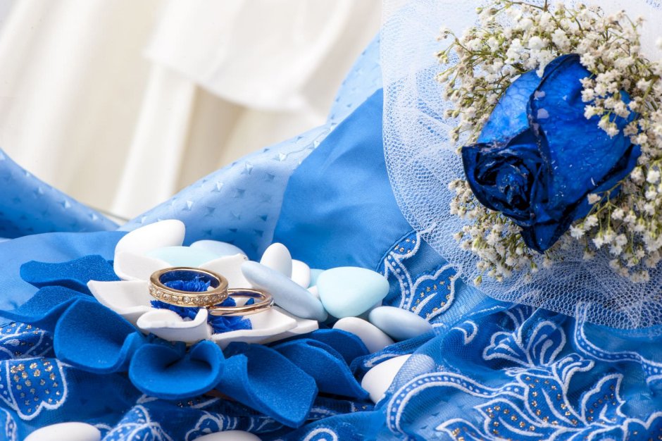 Свадебные рамки синего цвета