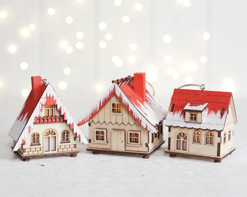 Рождественские домики нарисованные