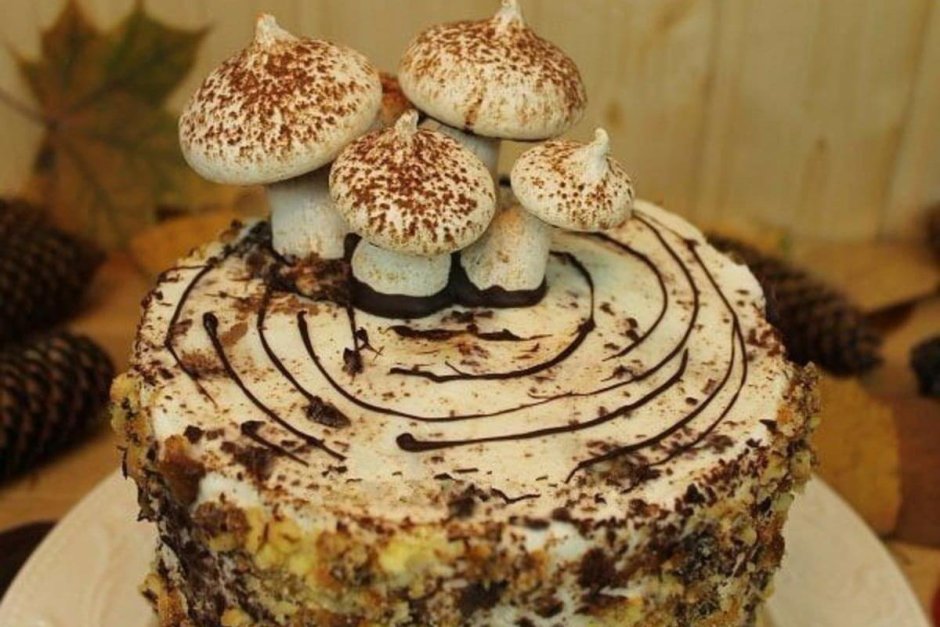 Торт лукошко с грибами