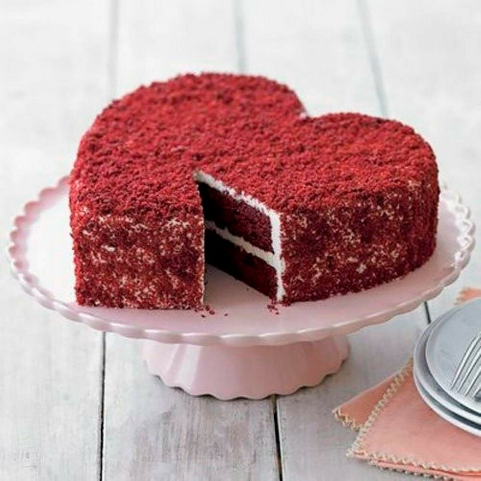 Красный бархат торт в виде сердца