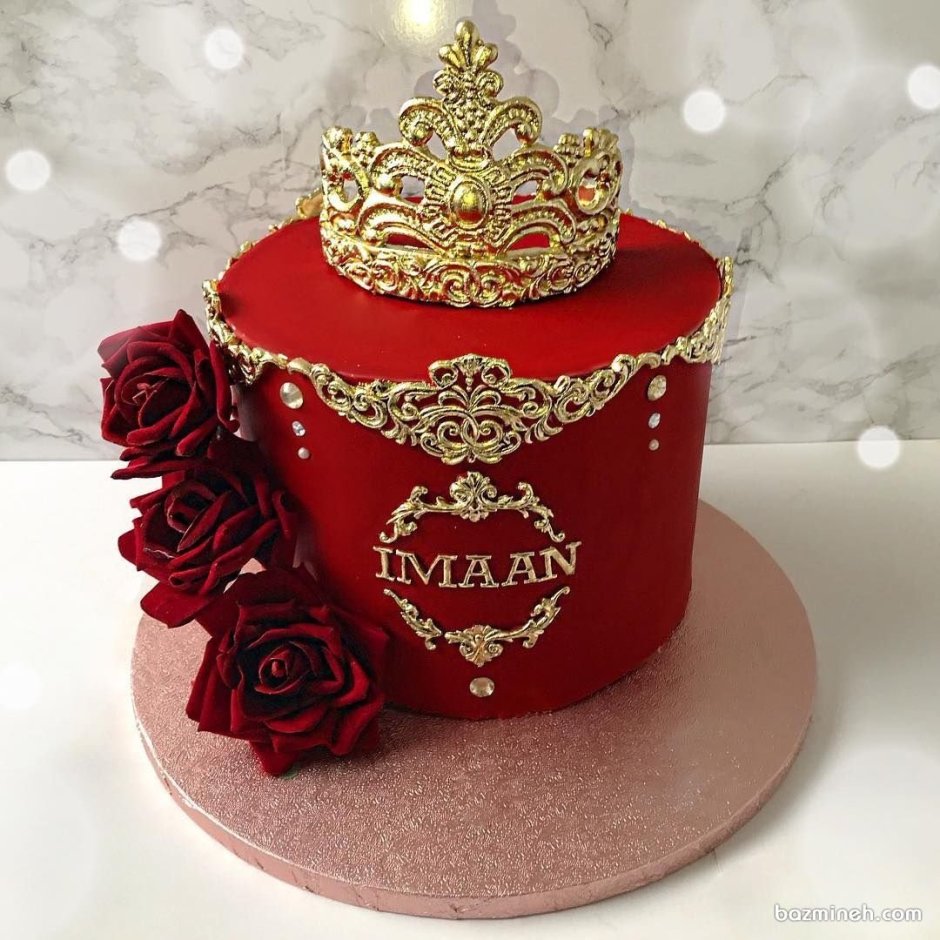 Красный торт с короной для девочки