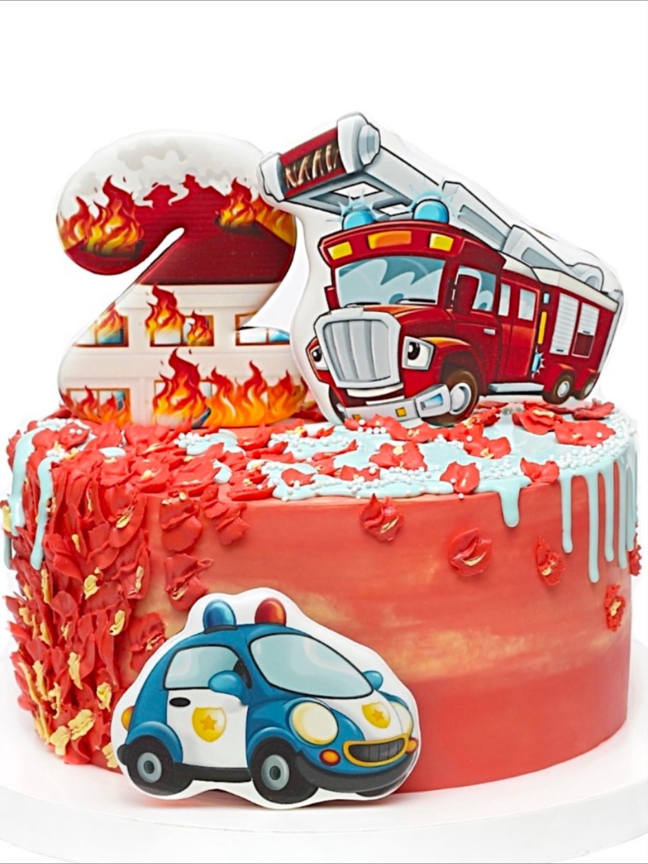 Детский торт с пожарной машиной